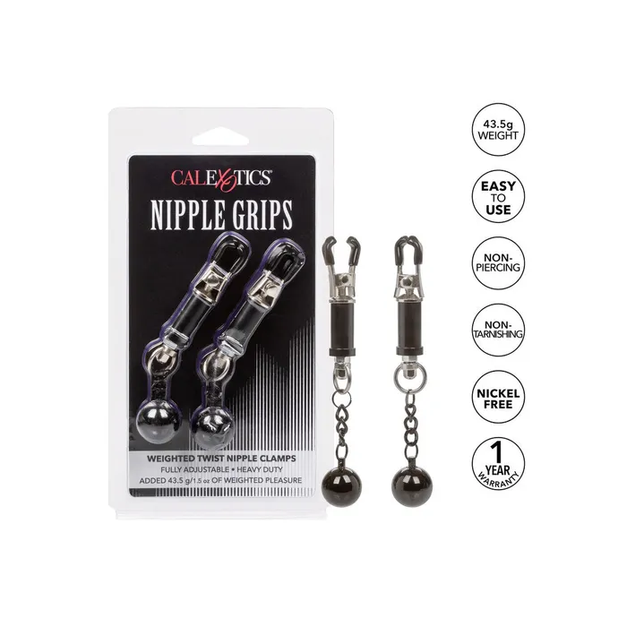 California Exotic Female Sex Toys | Nipple Grips Weighted Twist Nipple Clamps