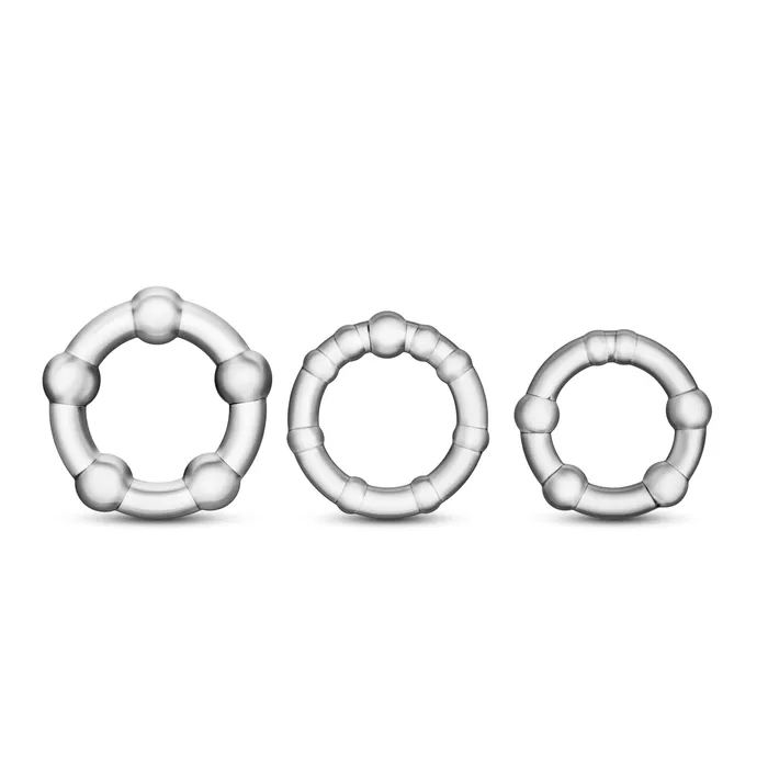 Dildos Blush Novelties Stay Hard Beaded Cock Rings 3 Pack Clear