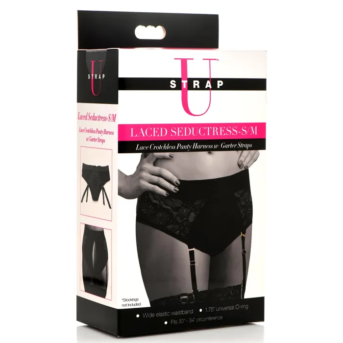 Female Sex Toys | Strap U Laced Seductress Crotchless Panty Harness with Garter Straps