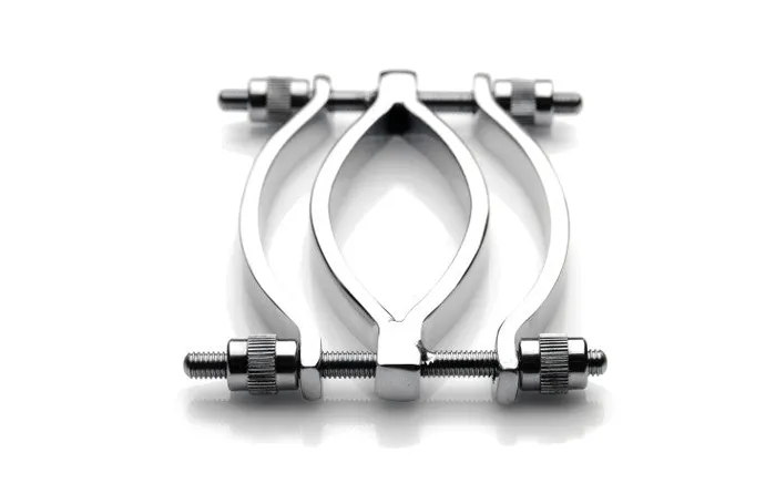 MASTER SERIES SPREAD EM STAINLESS STEEL ADJUSTABLE PUSSY CLAMP | Master Series Male Sex Toys