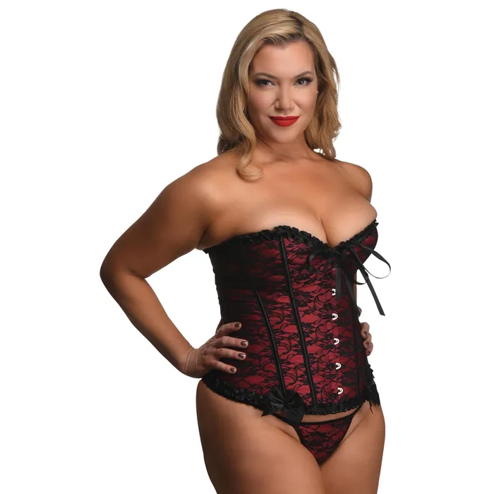 Master Series Teddies And Bodies | Scarlet Seduction Lace-up Corset and Thong