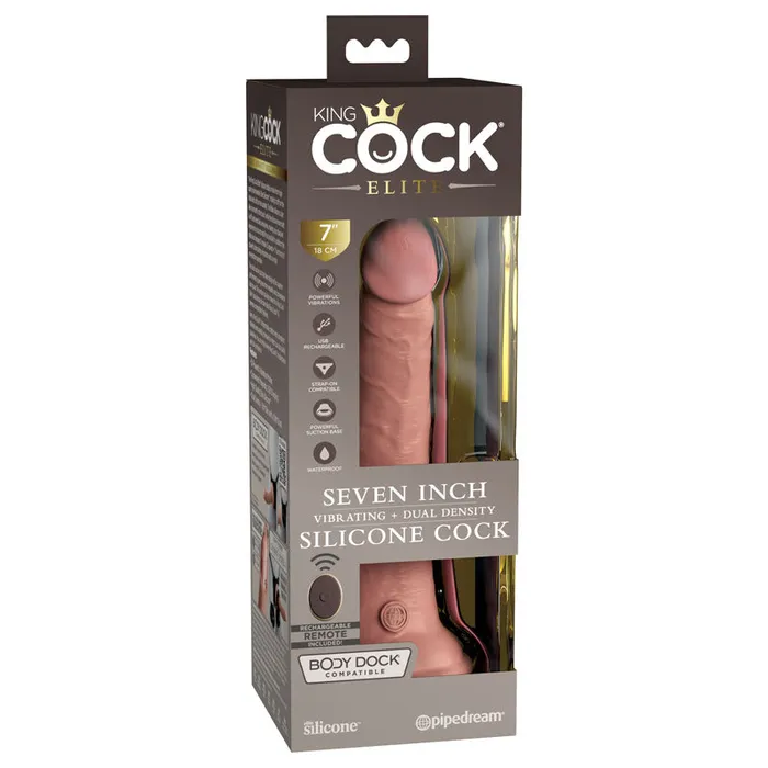 Pipedream Female Sex Toys | King Cock Elite 7'' Vibrating Dual Density Cock Remote Realistic Dildo Sex Toy