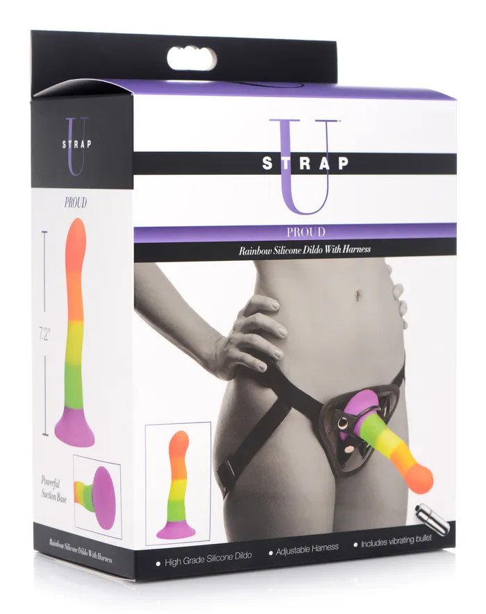 Proud Rainbow Silicone Dildo with Harness | Strap U Female Sex Toys