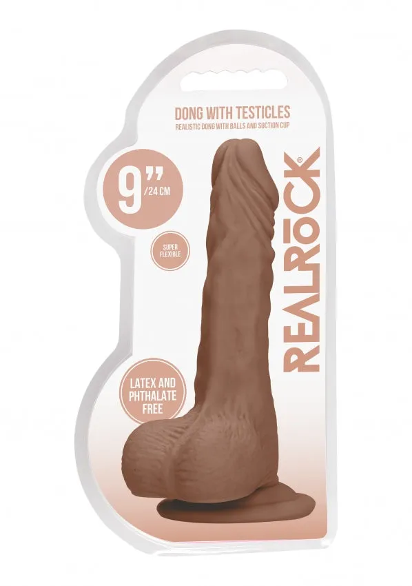 REALROCK Female Sex Toys Dong with testicles 9 Tan