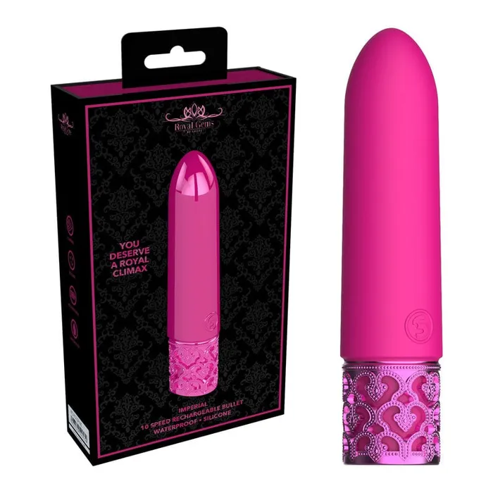 ROYAL GEMS Imperial Silicone Rechargeable Bullet Pink 10 cm USB Rechargeable Bullet Shots Toys Female Sex Toys