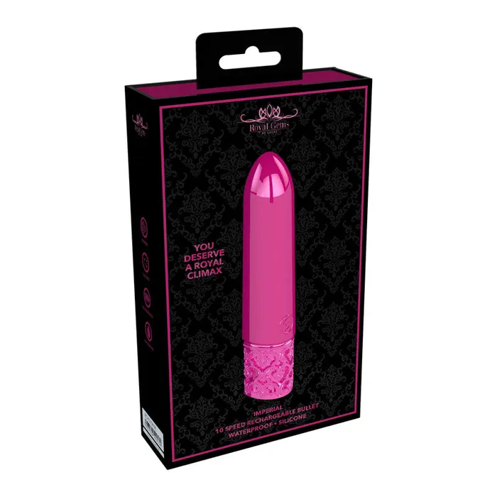 ROYAL GEMS Imperial - Silicone Rechargeable Bullet - Pink 10 cm USB Rechargeable Bullet | Shots Toys Female Sex Toys