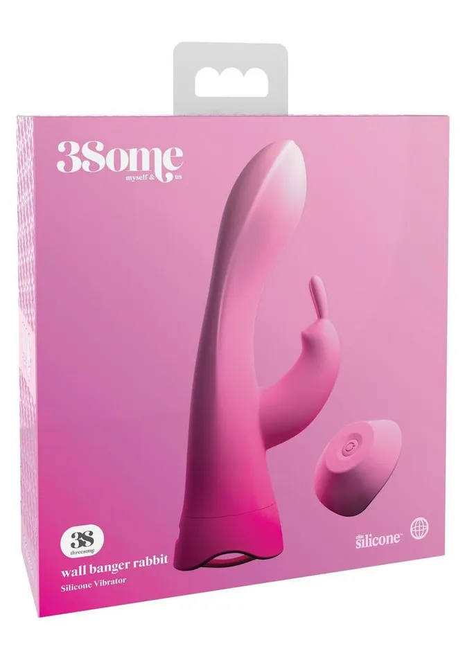 3some 3Some Wall Banger Rabbit Silicone Vibrator USB Rechargeable Suction Cup Wireless Remote Splashproof | Female Sex Toys