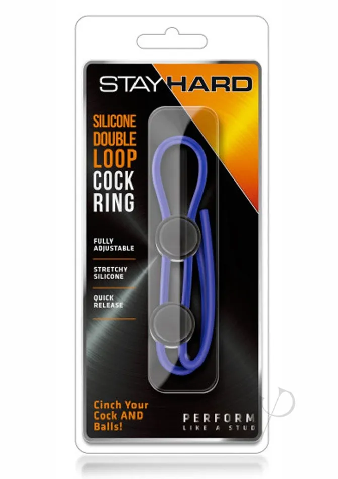 Dildos Blush Novelties Stay Hard Silicone Dbl Loop Cockring Blu