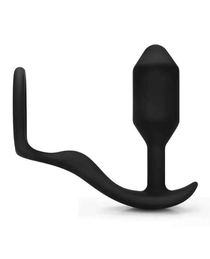 b-Vibe Snug & Tug Weighted Silicone & Penis Ring - 128 g Black | b-Vibe Male Sex Toys