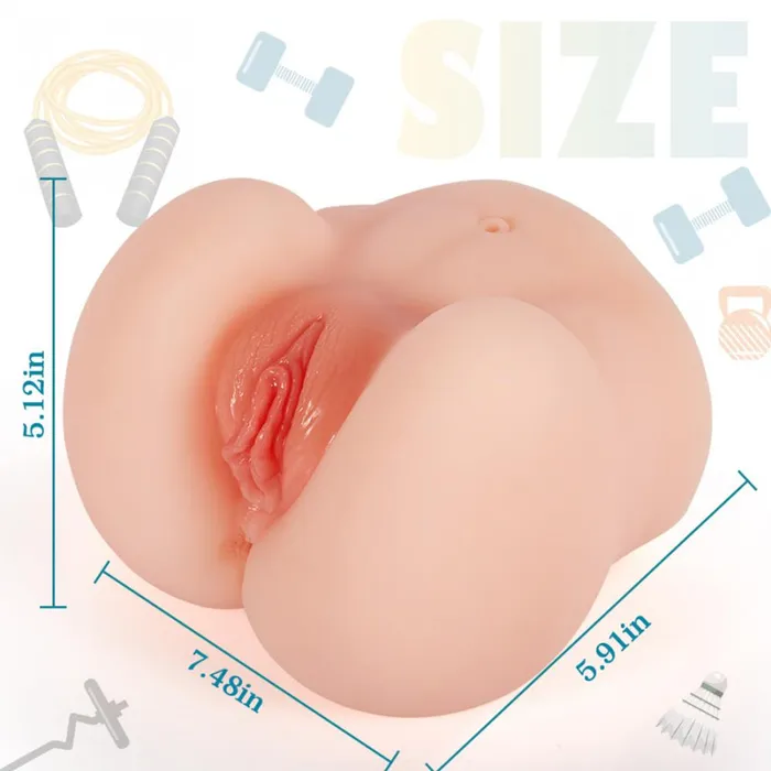 46lb Petite Pussy Ass Corrugated Labia Double Holes Realistic Butt Masturbator SIMU HAPPPY Male Sex Toys