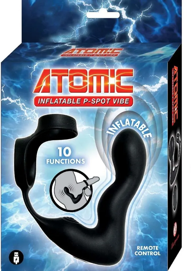 Atomic Inflatable PSpot Rechargeable Silicone Vibrator with Remote Atomic Female Sex Toys