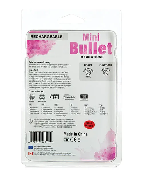 BMS Enterprises Female Sex Toys Mini Bullet Rechargeable Bullet 9 Functions Pink