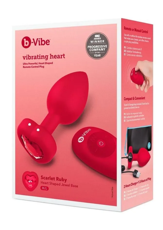 bVibe Male Sex Toys BVibe Vibrating Heart Shape Jewel Rechargeable Silicone Anal Plug with Remote