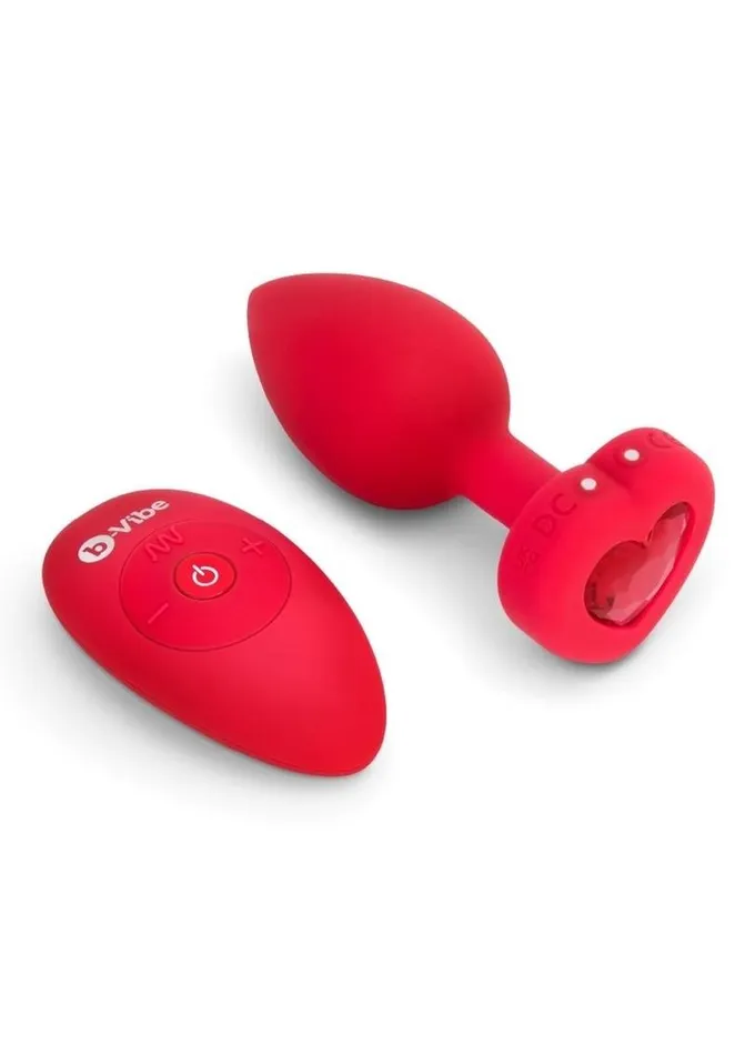 bVibe Male Sex Toys BVibe Vibrating Heart Shape Jewel Rechargeable Silicone Anal Plug with Remote