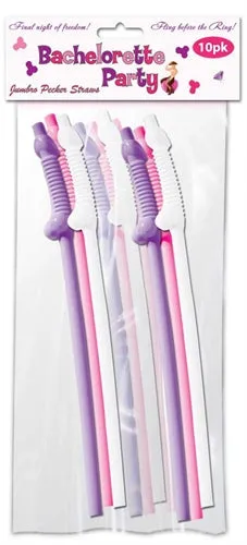 Bachelorette Party Flexy Super Straw 10pk Hott Products Female Sex Toys