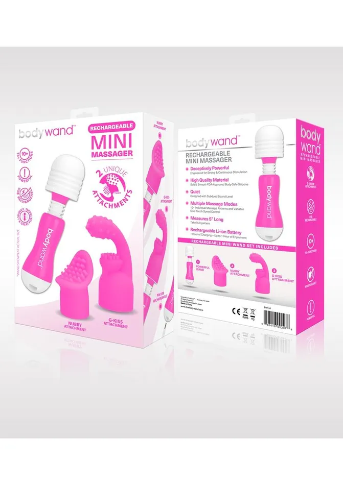 Bodywand Female Sex Toys Bodywand Rechargeable Silicone Mini Wand Massager with Two Attachments