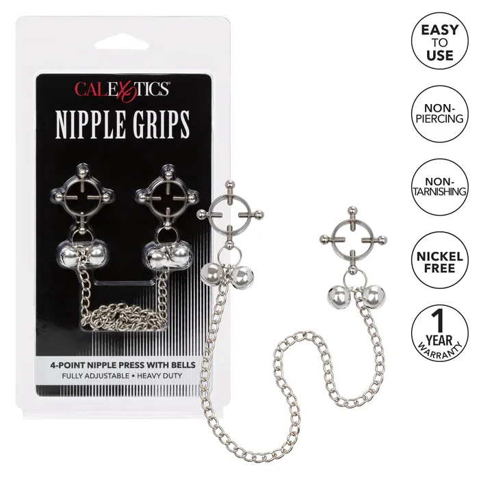 CalExotics Nipple Clitoral Toys Nipple Grips 4 Point Nipple Press w Bells