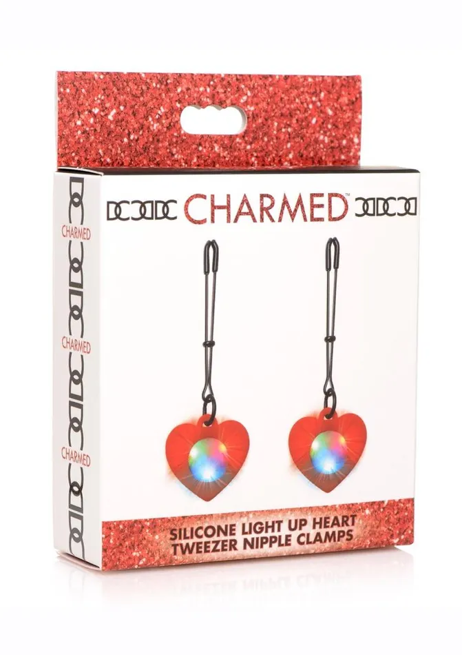 Charmed Female Sex Toys Charmed Silicone LightUp Heart Tweezer Nipple Clamps