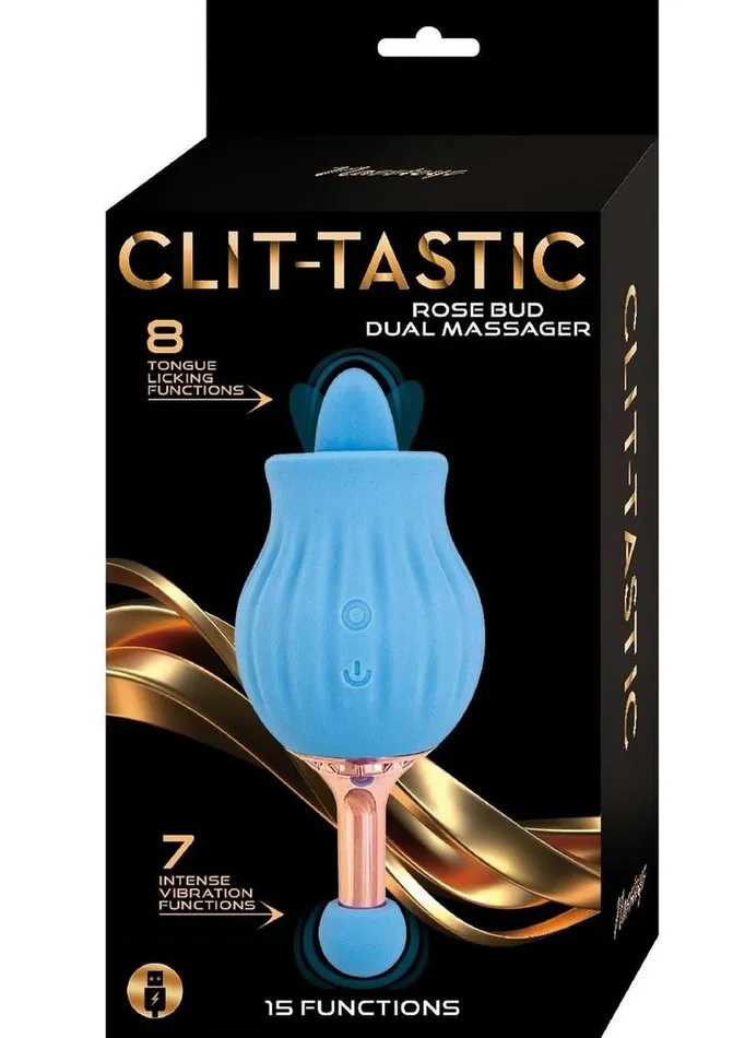 ClitTastic Rose Bud Dual Massager Rechargeable Silicone with Clitoral Stimulator ClitTastic Female Sex Toys