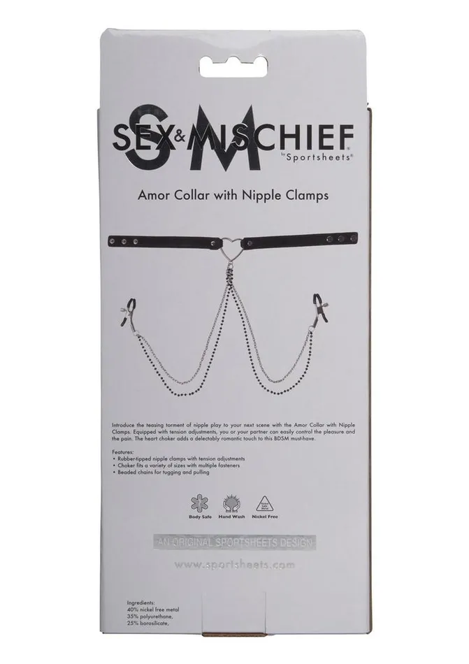 Couples Sex and Mischief Sex and Mischief Amor Collar with Nipple Clamps