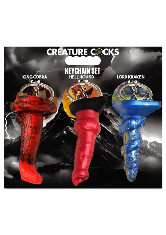 Creature Cocks Dildos Creature Cocks King Cobra HellHound and Lord Kraken Keychain Set 3 Piece Assorted