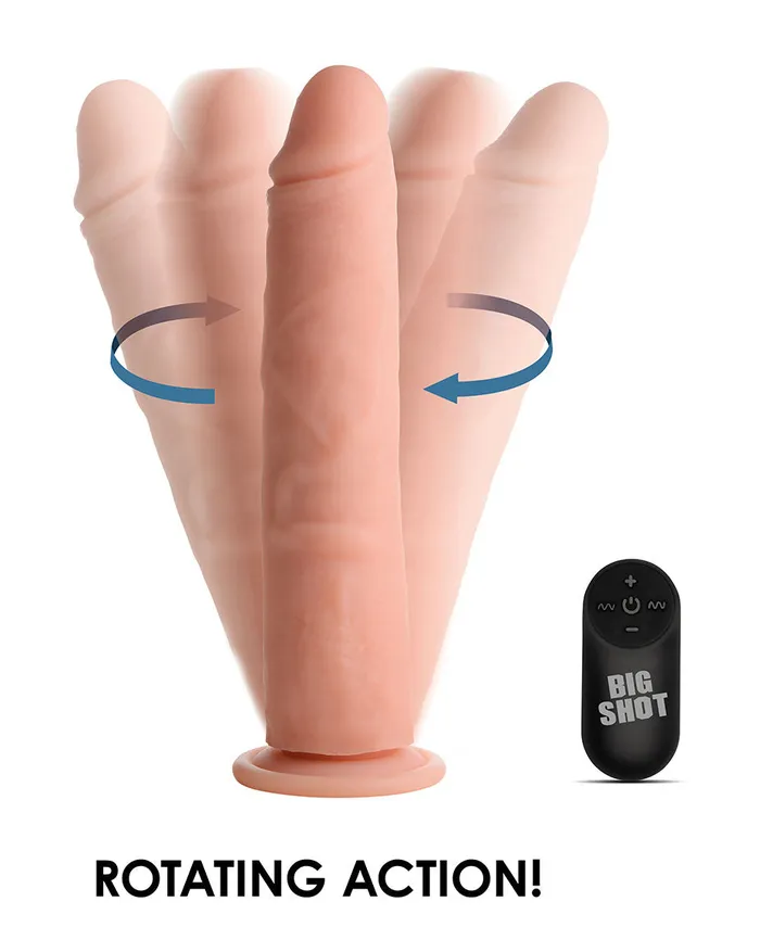 Curve Toys Female Sex Toys Big Shot 9 Rotating Rechargeable Liquid Silicone Dong Without Balls