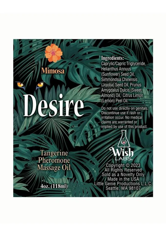 Desire by Little Genie Couples Desire Pheromone Massage Oil 4oz Tangerine