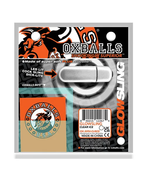 Dildos Blue Ox Designs LLCDba Oxballs Oxballs Glowsling Cock Sling LED Clear Ice