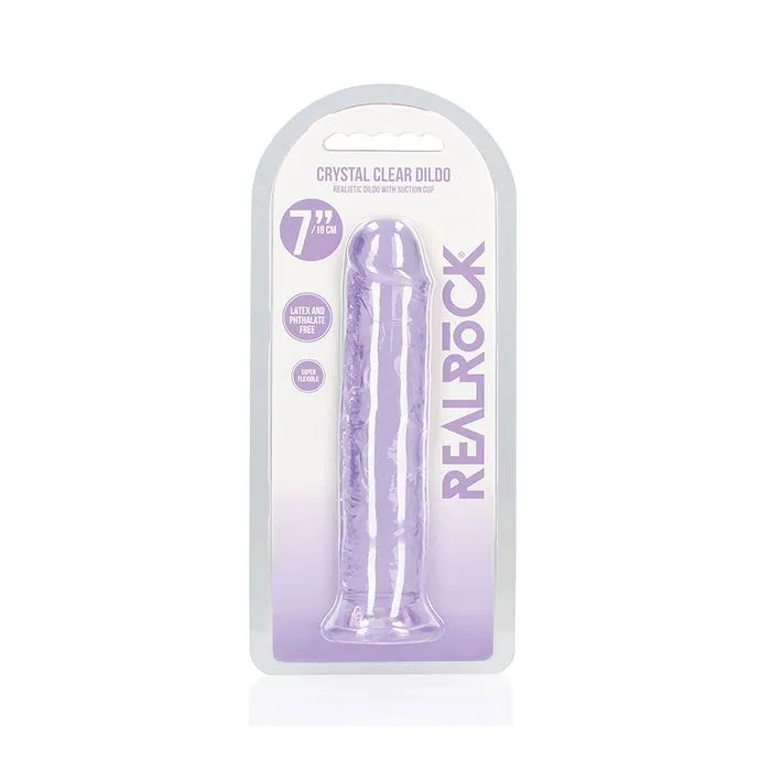 Dildos RealRock Crystal Clear 7 Straight Dildo Purple Shots America LLC