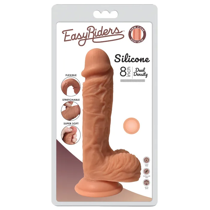 Easy Rider DualDensity Silicone Dildo w Balls Curve Toys Dildos