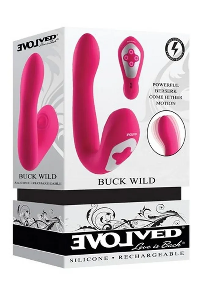 Evolved Female Sex Toys Buck Wild Rechargeable Silicone Dual Massager with Clitoral Stimulation