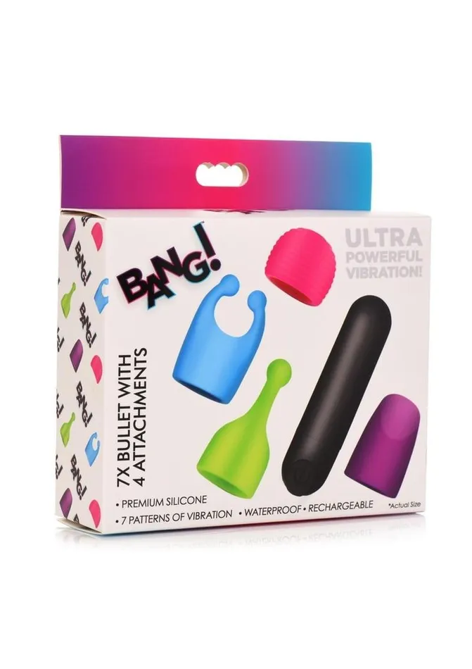 Female Sex Toys BANG Bang Rechargeable Bullet with 4 Attachments