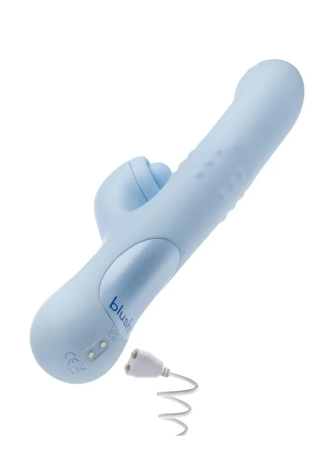 Female Sex Toys Blush Devin Rechargeable Silicone Rabbit Vibrator Blush