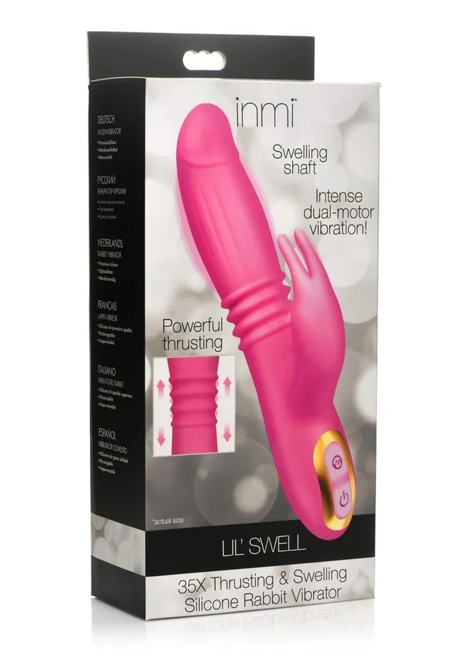 Female Sex Toys Inmi Inmi Lil Swell 35x Thrusting and Swelling Rechargeable Silicone Rabbit Vibrator