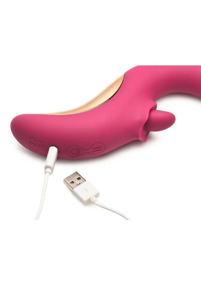 Female Sex Toys Lickgasm Lickgasm Tease and Please Rechargeable Silicone Thrusting Andamp Licking Vibrator