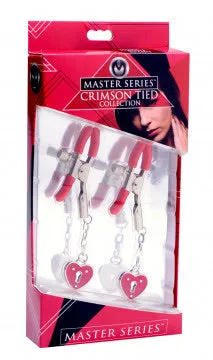 Female Sex Toys Nice and nasty Bz Master Series Charmed Heart Padlock Nipple ClampsKeys to my heart nipple clamps