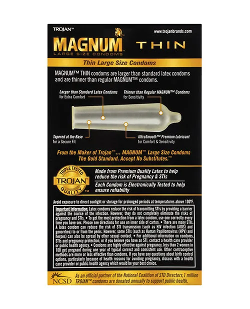 Female Sex Toys Paradise Marketing Trojan Magnum Thin Condom Pack of 12