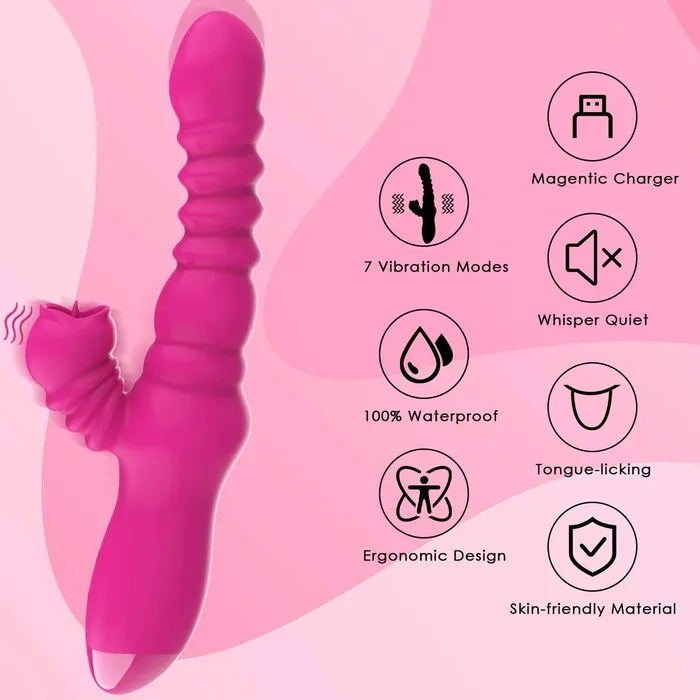 Female Sex Toys Powerful Thrusting G Spot Clitoral Licking Vibrator 7 Vibrations 3 Pulsations Sorlove