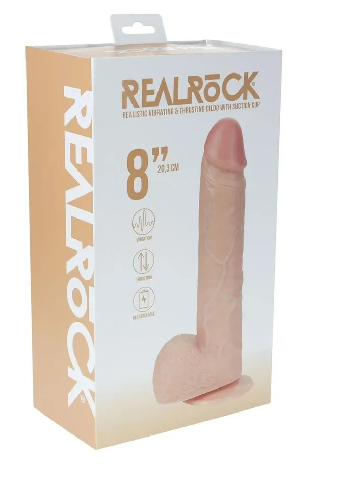 Female Sex Toys Realrock Vibrating and Thrusting Cock with Balls Regular Straight Real Rock