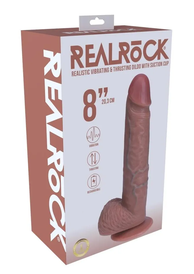 Female Sex Toys Realrock Vibrating and Thrusting Cock with Balls Regular Straight Real Rock