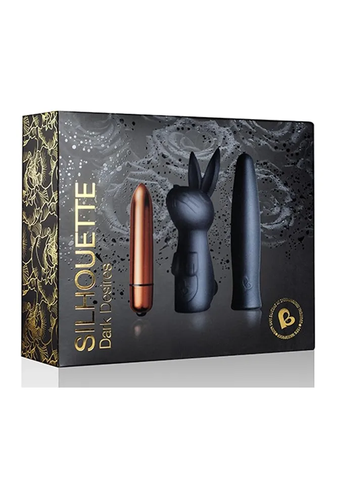 Female Sex Toys Rocks Off Silhouette Dark Desires Kit Silicone Sleeves and Bullet Vibrator