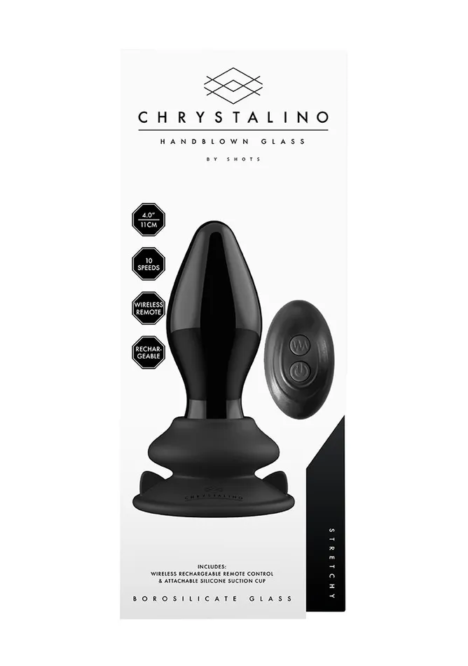 Female Sex Toys Shots America Stretchy Glass Vibrator With Suction Cup And Remote Rechargeable 10 Speed