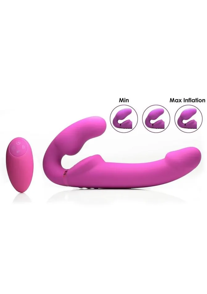 Female Sex Toys STRAP U Strap U Evoke Ergo Fit Inflatable and Vibrating Silicone Strapless StrapOn with Remote Control