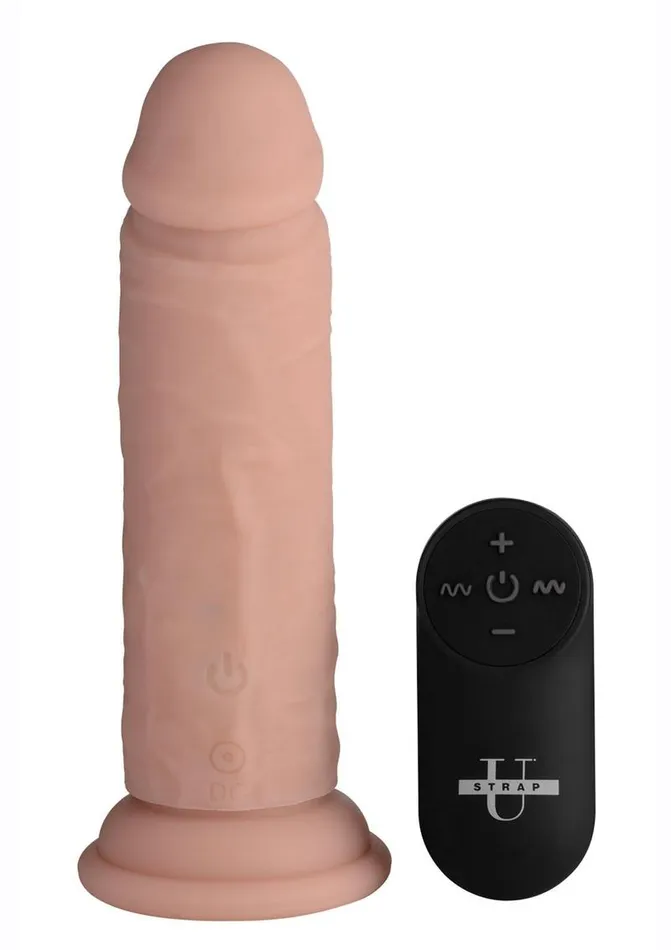 Female Sex Toys STRAP U Strap U Power Player 28x Vibrating Rechargeable Silicone Dildo with Remote Control