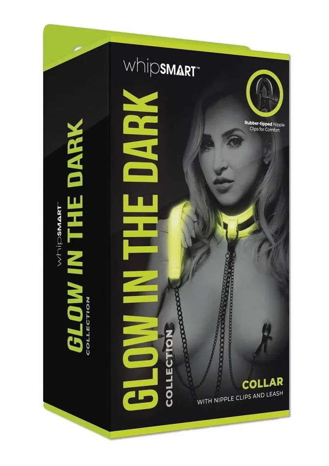 Female Sex Toys Whipsmart WhipSmart Glow In The Dark Collar with Nipple Clips and Leash