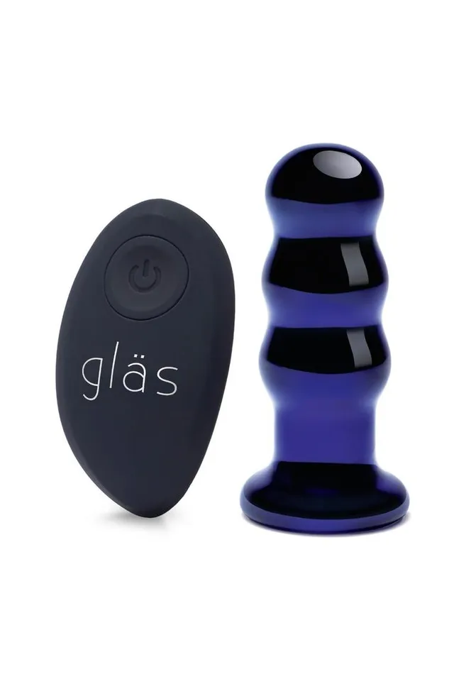 Glas Rechargeable Remote Controlled Vibrating Glass Beaded Buttplug Glas Anal