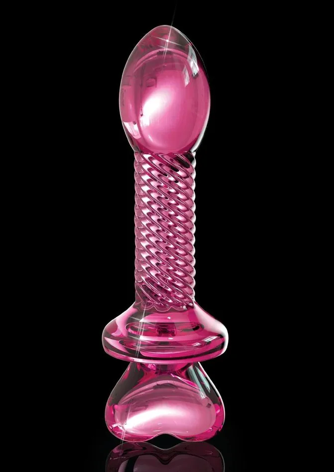 Icicles Male Sex Toys Icicles No 82 Textured Glass Juicer Anal Probe with Heart Shaped Handle