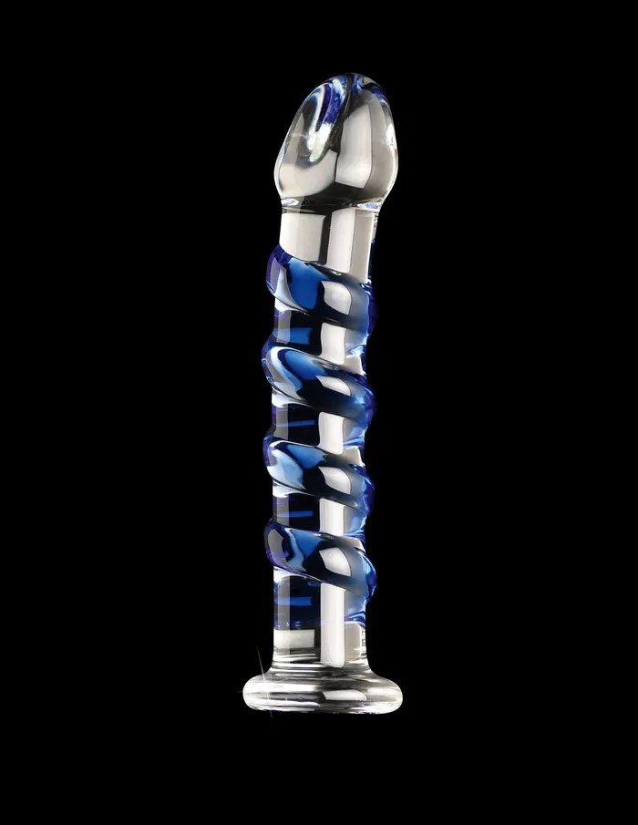 Icicles No 5 Hand Blown Glass Massager w Blue Swirls Pipedream Dildos