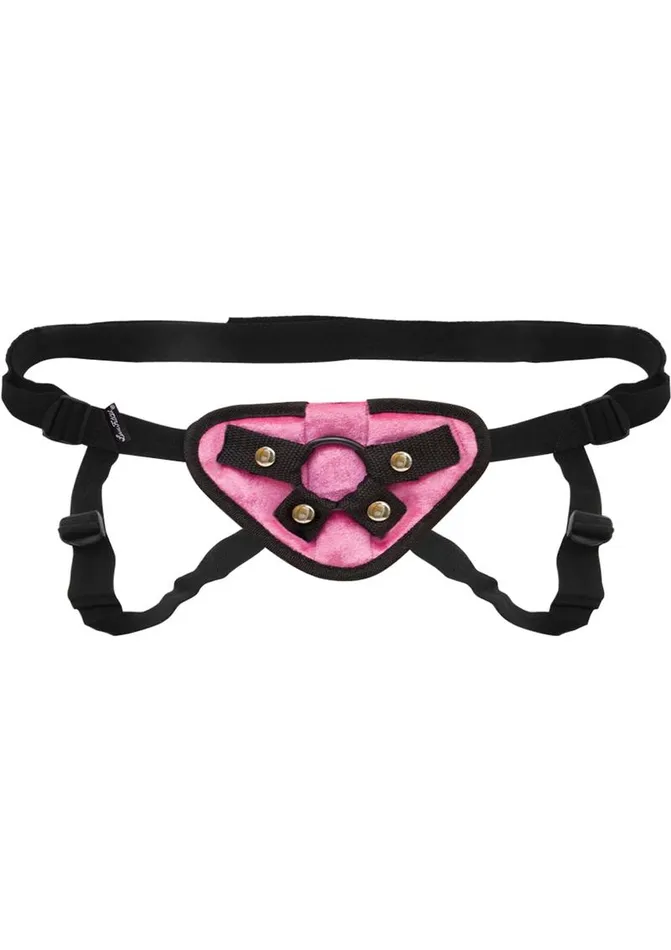 Lux Fetish Pink Velvet StrapOn Harness Adjustable Lux Fetish Female Sex Toys