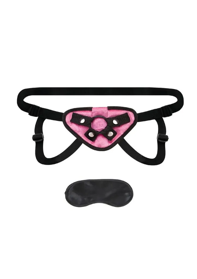 Lux Fetish Pink Velvet StrapOn Harness Adjustable Lux Fetish Female Sex Toys